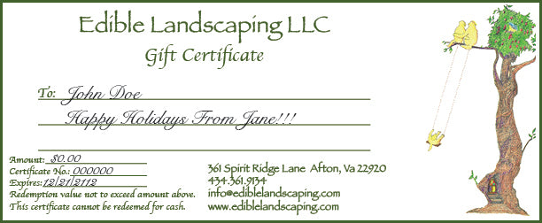 Edible Landscaping Gift Certificate